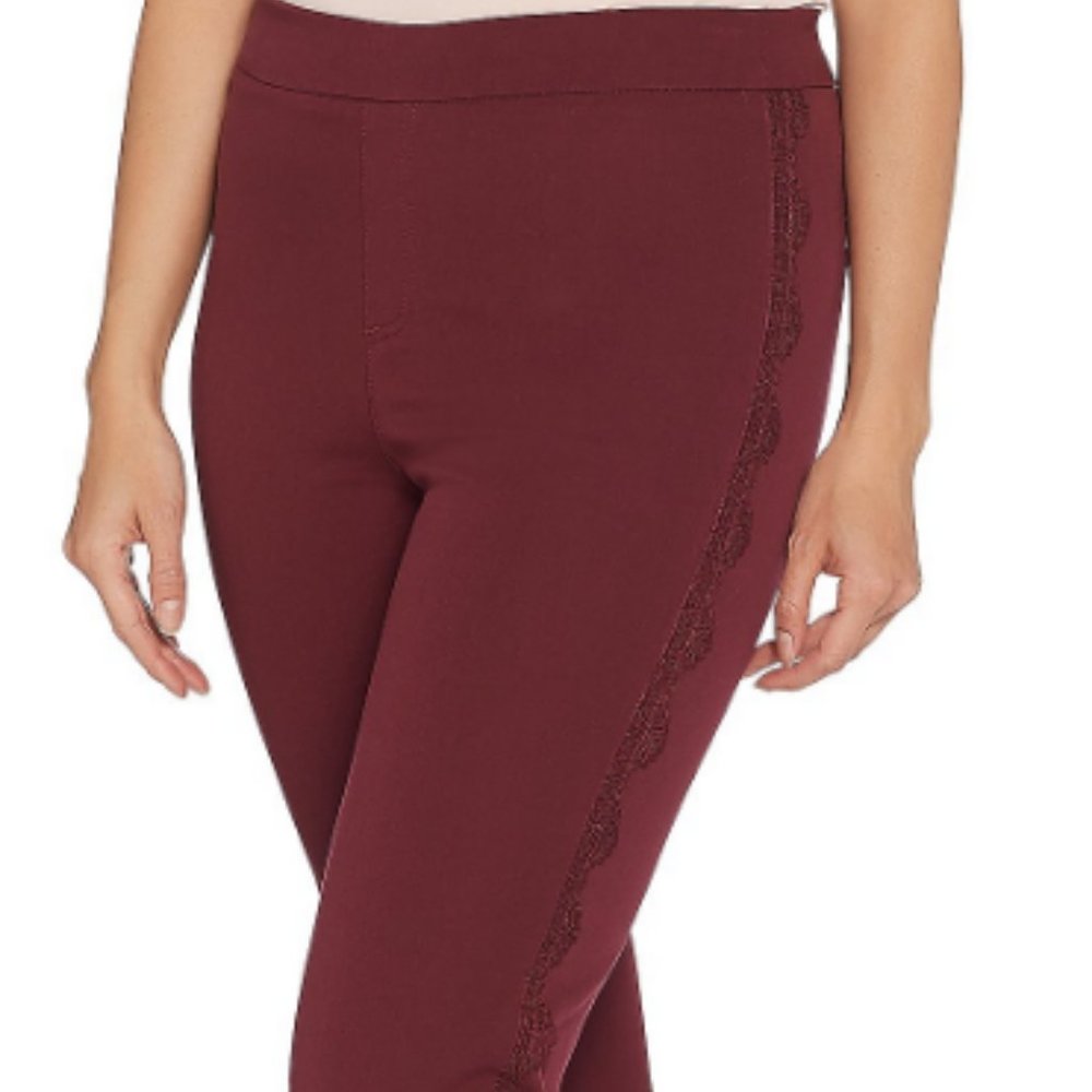 NWT ISAAC MIZRAHI STRETCH‎ LACE TRIM PANTS  20T